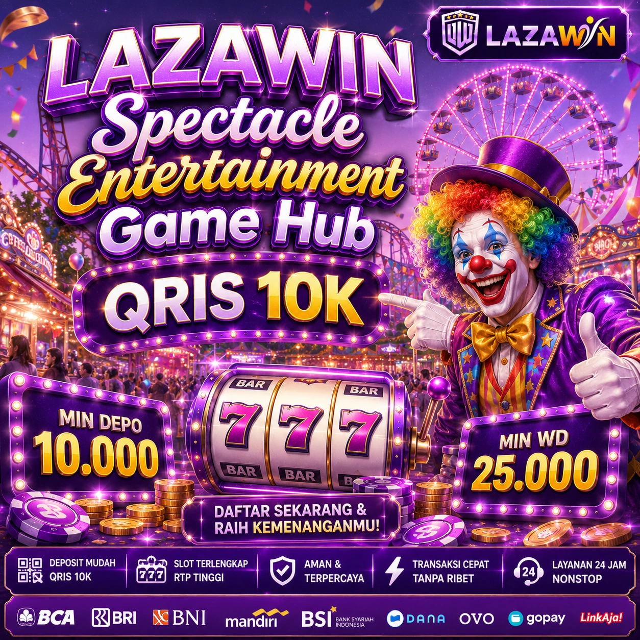 LAZAWIN: Spectacle Entertainment Game Hub QRIS 10K