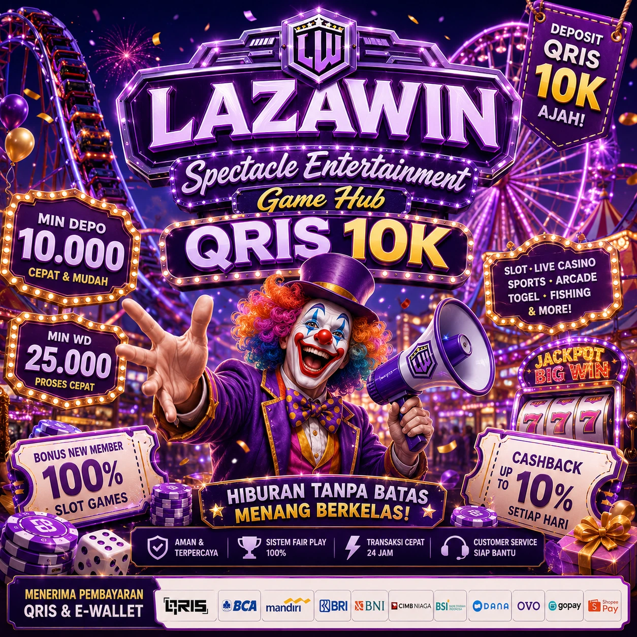 LAZAWIN: Spectacle Entertainment Game Hub QRIS 10K